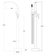Bateria wannowa wolnostojąca BESCO DECCO I grafitowa