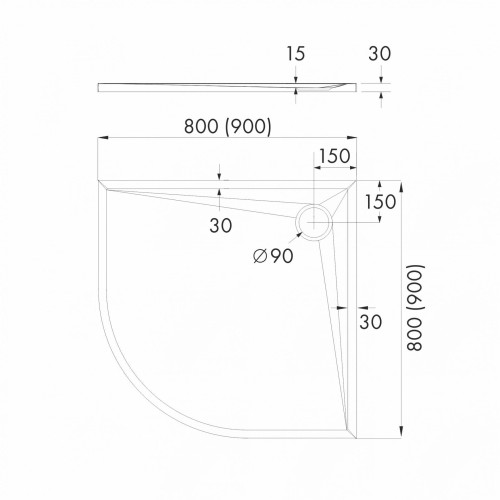 Brodzik półokrągły LIBRA Cement Stone 80x80 Schedpol Schedline, szary