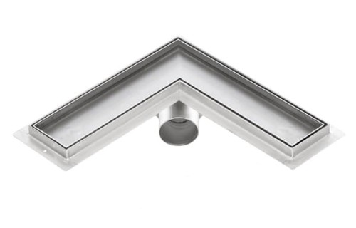 Odpływ liniowy narożny z flanszą i metalowym syfonem Kesmet 40x40 cm z rusztem