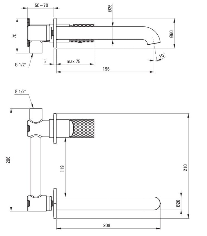 Bateria umywalkowa podtynkowa Silia Hexa Deante złoto szczotkowane