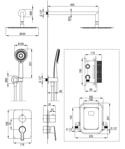 Zestaw prysznicowy z BOXem Arnika Deante złoto szczotkowane