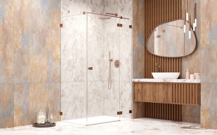 Kabina prysznicowa Radaway Essenza Pro 8 Brushed Copper KDJ prawa