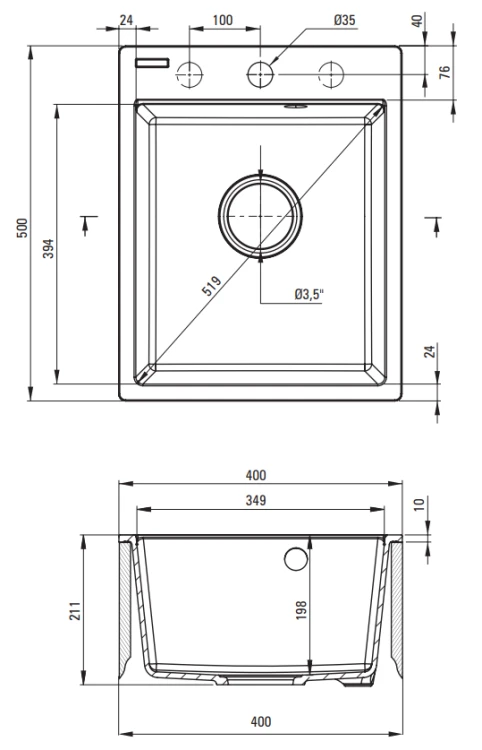 Zlewozmywak granitowy 1-komorowy grafit metalik Corio Deante