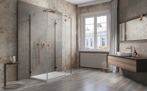 Kabina prysznicowa Essenza Pro Brushed Copper KDJ+S Radaway prawa miedź