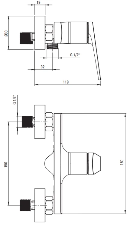 Bateria prysznicowa ścienna chrom Ivo Deante