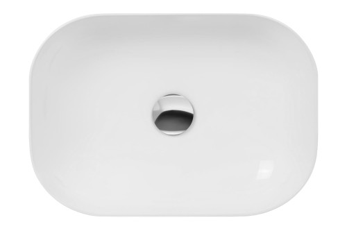 Umywalka nablatowa mono prostokątna 460x320x140 mm z korkiem chrom