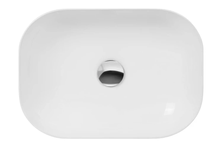 Umywalka nablatowa mono prostokątna 460x320x140 mm z korkiem chrom