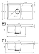 Zlewozmywak granitowy 1-komorowy ociekacz antracyt metalik Momi Deante