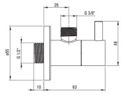 Zawór kątowy z głowicą ceramiczną 1/2
