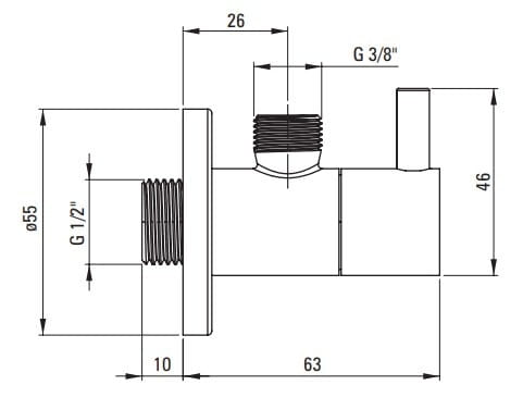 Zawór kątowy z głowicą ceramiczną 1/2