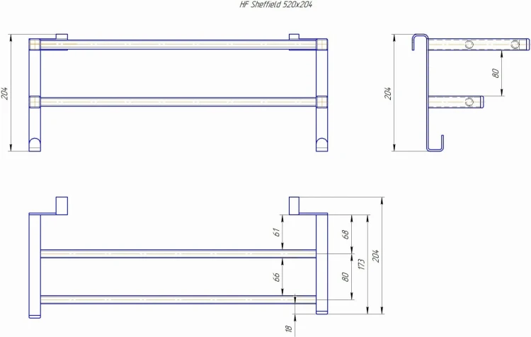 Półka grzejnikowa HF Sheffield 52x20,4 round czarny mat Hygge Family