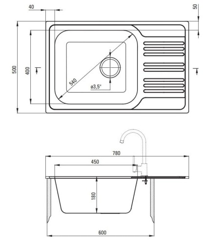 Zlewozmywak 1-komorowy z ociekaczem - satyna Xylo Deante
