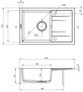 Zlewozmywak granitowy 1-komorowy ociekacz grafit metalik Corio Deante