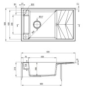 Zlewozmywak granitowy magnetyczny 1-komorowy z ociekaczem grafit metalik Deante Magnetic
