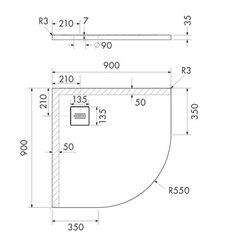 Brodzik półokrągły PROTOS CASHMERE STONE 90x90 Schedpol Schedline, kaszmir
