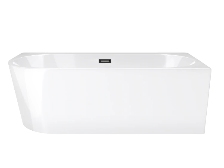 Wanna wolnostojąca narożna corsan intero 150 x 74 z szeroką krawędzią montaż prawostronny korek klik-klak czarny