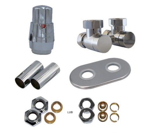 Zestaw zaworów Premium Exclusive Radeco kątowy chrom