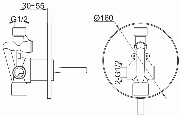 Bateria prysznicowa podtynkowa KOHLMAN Maxima QW220M