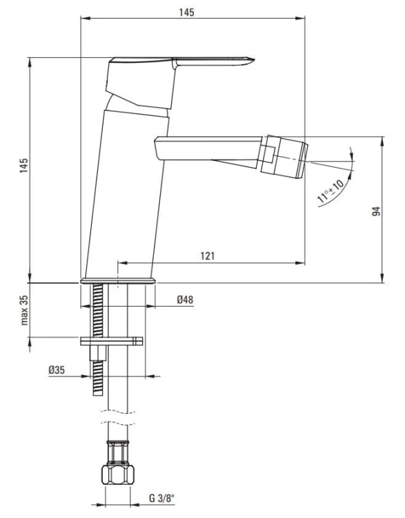 Bateria bidetowa stojąca czarna nero Arnika Deante