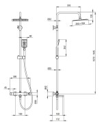 Deszczownica z baterią wannową Deante stal szczotkowana