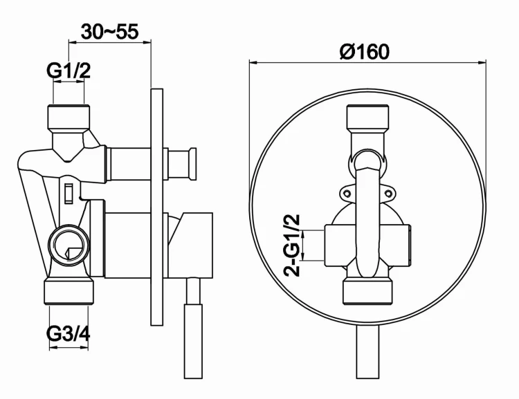 Bateria wannowa podtynkowa KOHLMAN Roxin QW210R