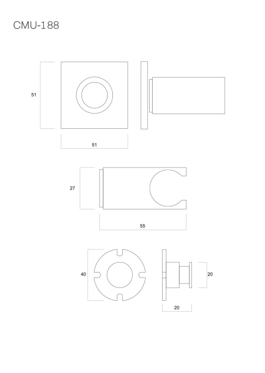 Uchwyt prysznicowy corsan cmu188 do słuchawki prysznicowej chromowany