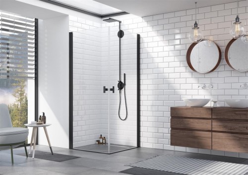 Kabina Radaway Nes 8 Black KDD I 90x90x200 szkło przejrzyste