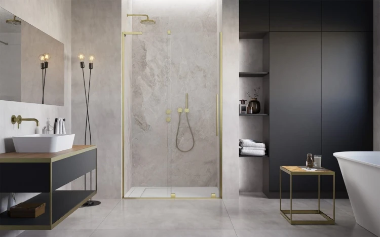 Drzwi prysznicowe Furo SL Brushed Gold DWJ Radaway lewe złote