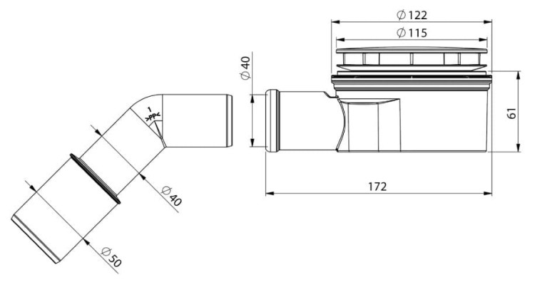 Syfon brodzikowy New Trendy 90 mm pokrywka chrom