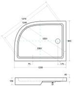 Brodzik asymetryczny kompaktowy lewy Besco SATURN-PMD 120x90x4