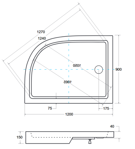 Brodzik asymetryczny kompaktowy lewy Besco SATURN-PMD 120x90x4