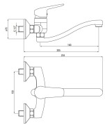 Bateria umywalkowa ścienna Boro nero czarna Deante