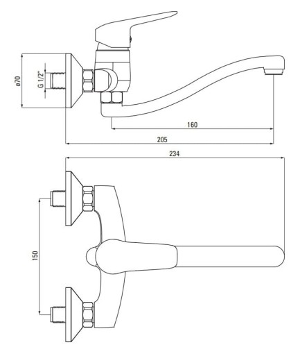 Bateria umywalkowa ścienna Boro nero czarna Deante