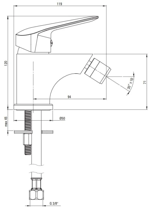 Bateria bidetowa stojąca Boro Deante nero czarna