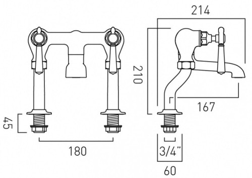 Bateria wannowa Axbridge Lever Chrom Vado