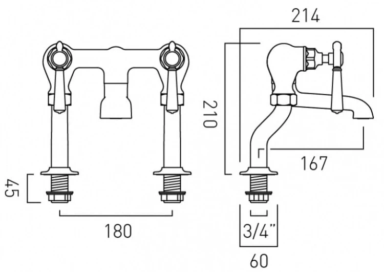 Bateria wannowa Axbridge Lever Chrom Vado