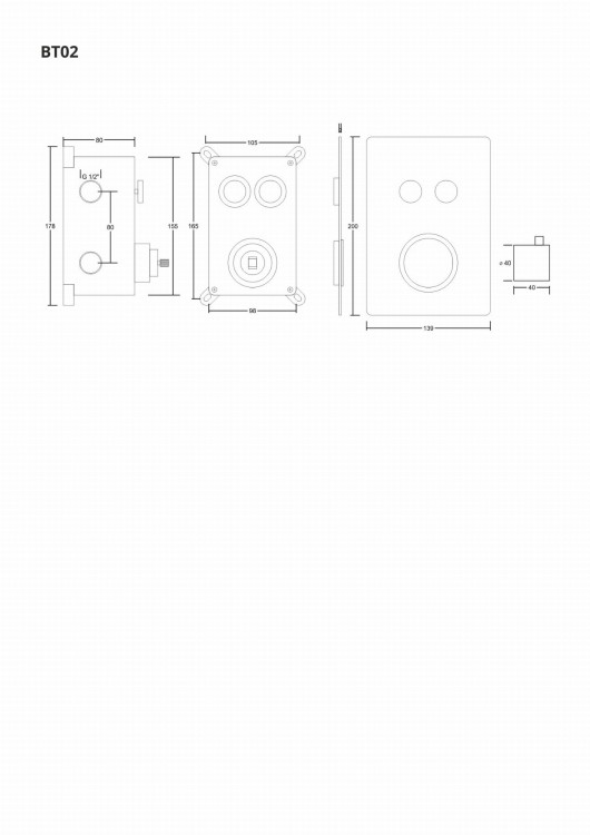 Prysznicowa bateria podtynkowa z termostatem i przyciskami funkcyjnymi corsan bt02ch