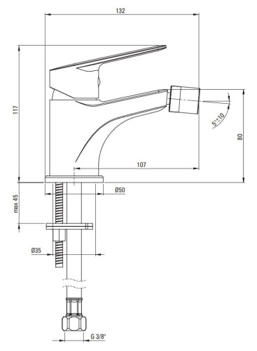 Bateria bidetowa stojąca chrom Jasmin Deante