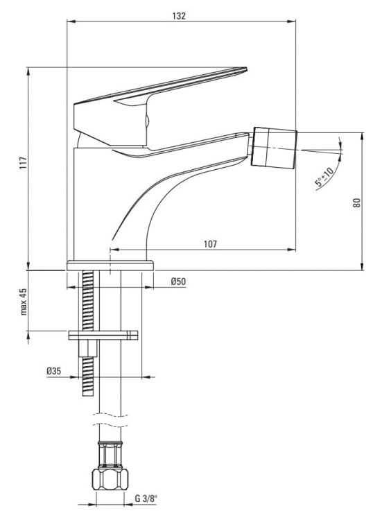Bateria bidetowa stojąca chrom Jasmin Deante