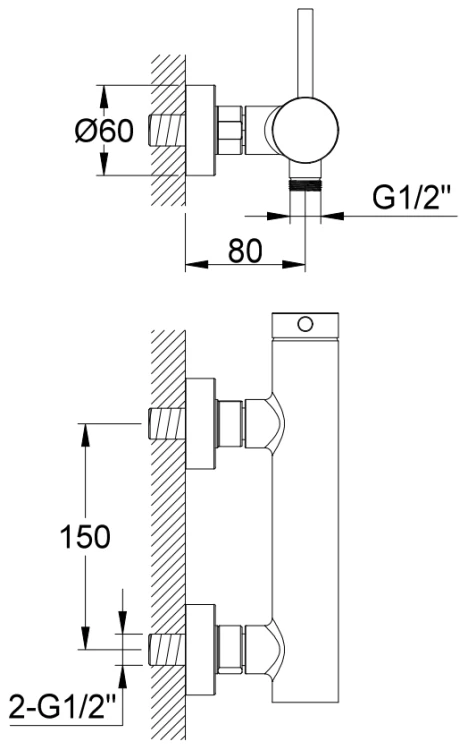 Bateria prysznicowa ścienna złota Axel Gold KOHLMAN QW120AGD