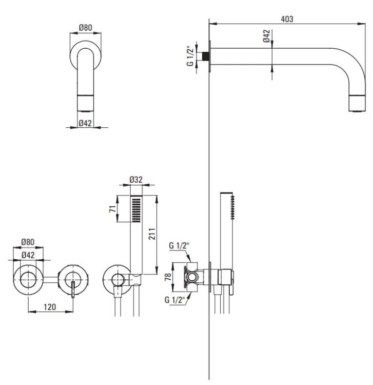 Zestaw prysznicowy podtynkowy stal szczotkowana Silia Deante