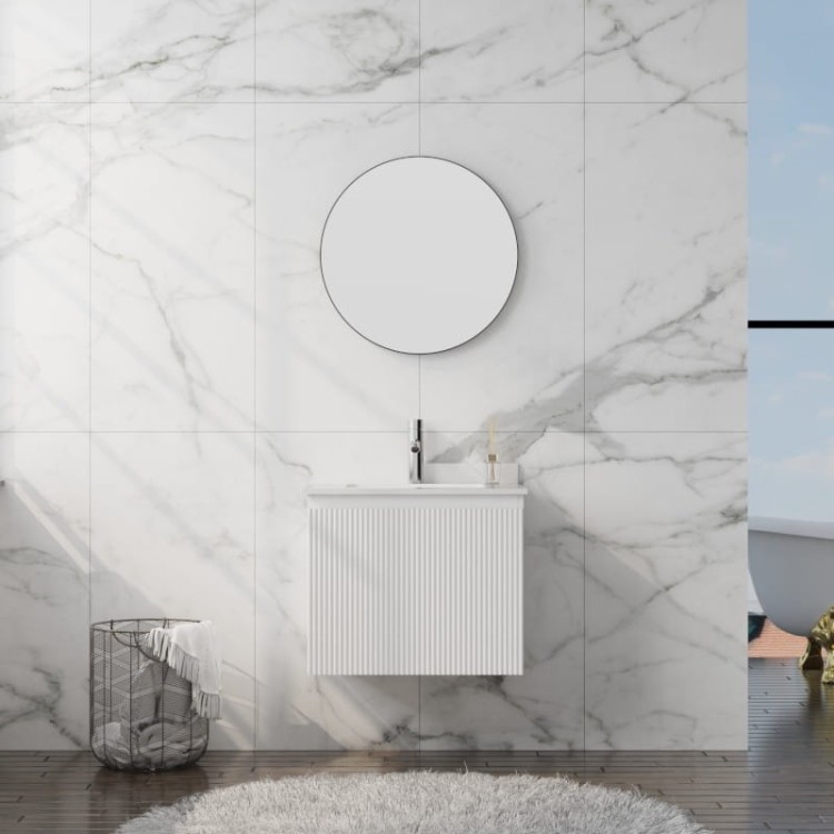 Szafka wisząca z blatem i umywalką Irvine White 600 Lavita