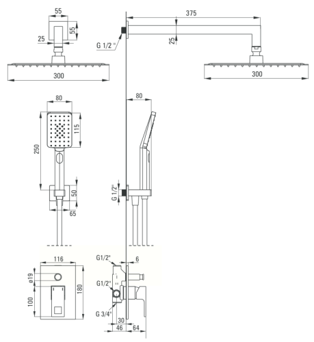 Zestaw prysznicowy podtynkowy Anemon Deante NAC_N9MP