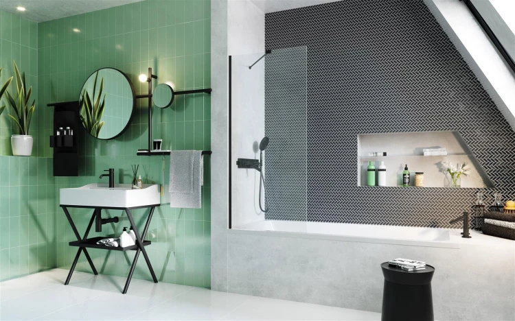 Parawan nawannowy Radaway Modo New Black PNJ 80x150 szkło przejrzyste