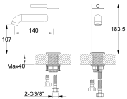 Bateria umywalkowa stojąca Axel KOHLMAN QB105A