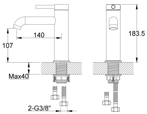 Bateria umywalkowa stojąca Axel KOHLMAN QB105A