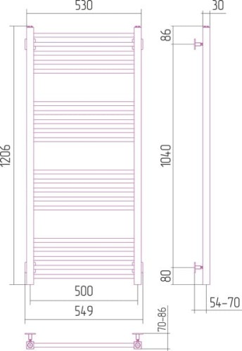 Grzejnik łazienkowy Sunerzha Modus 120x50cm stal polerowana