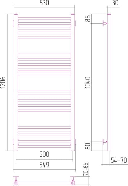 Grzejnik łazienkowy Sunerzha Modus 120x50cm stal polerowana