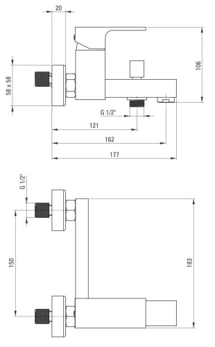 Bateria wannowa bez kompletu natryskowego Deante Anemon Bis BBZ_N10M