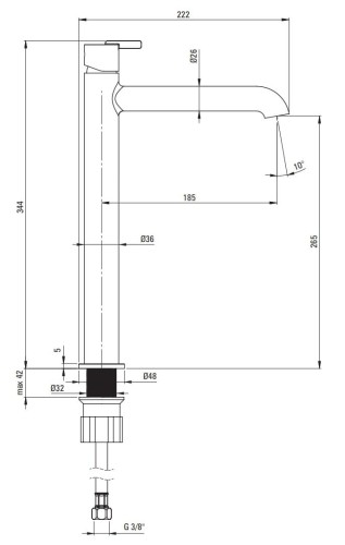 Bateria umywalkowa wysoka Silia Deante titanium